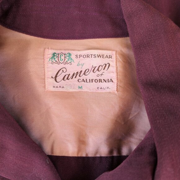 40's Vintage CAMERON Gabardine Loop Collar Flap Pockets L/S Shirt Medium - Picture 5 of 5